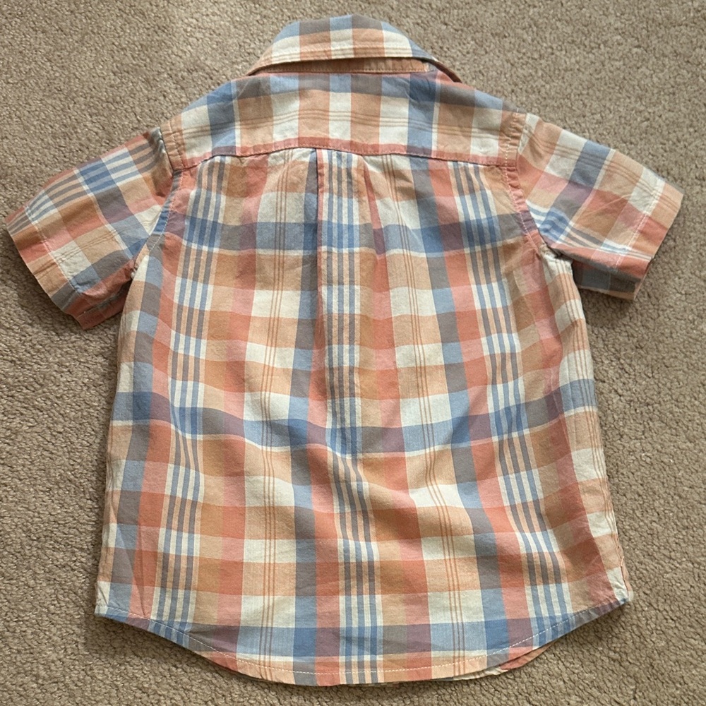 🛍️SALE🛍️ Janie and Jack Boy’s The Madras Plaid Shirt in Orange and Blue - Picture 5 of 7